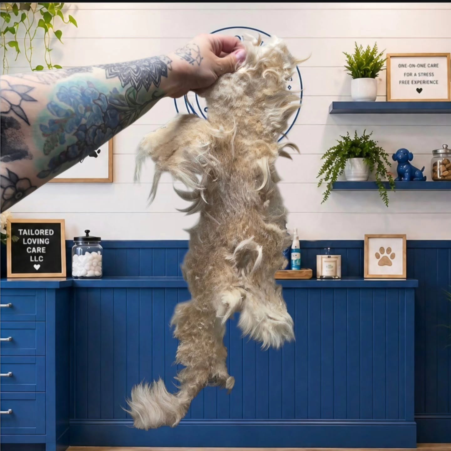Undercoat removed during a Tailored Loving Care grooming session